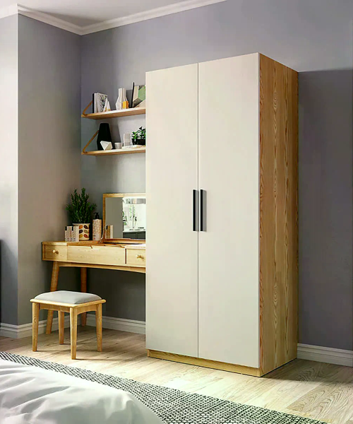 Tủ Quần Áo 2 Cánh Hiện Đại – Màu Trắng Phối Gỗ - ATF1007