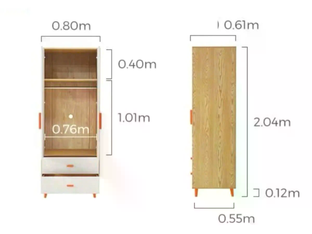 Tủ Quần Áo Minimalist 2 Ngăn Kéo - ATF1008