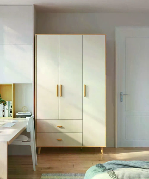 Tủ quần áo 3 cánh gỗ tối giản có 2 hộc kéo - ATF1006 (2)