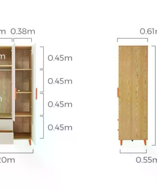 Tủ quần áo 3 cánh gỗ tối giản có 2 hộc kéo