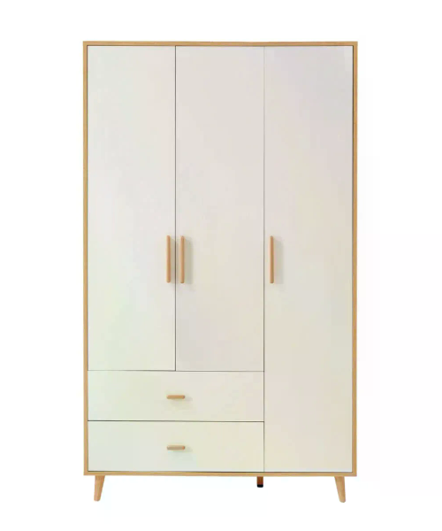 Tủ quần áo 3 cánh gỗ tối giản có 2 hộc kéo