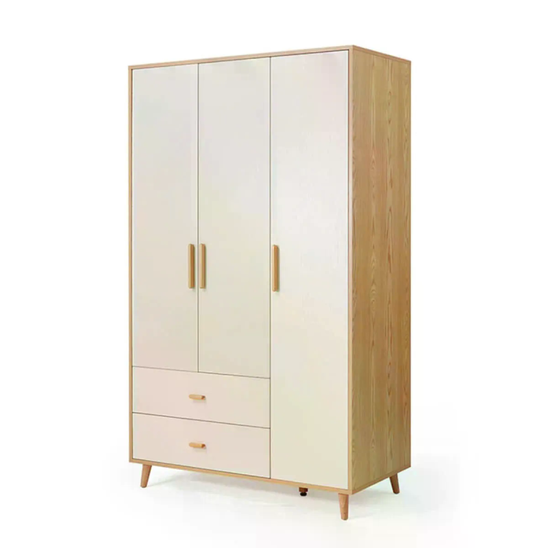Tủ quần áo 3 cánh gỗ tối giản có 2 hộc kéo