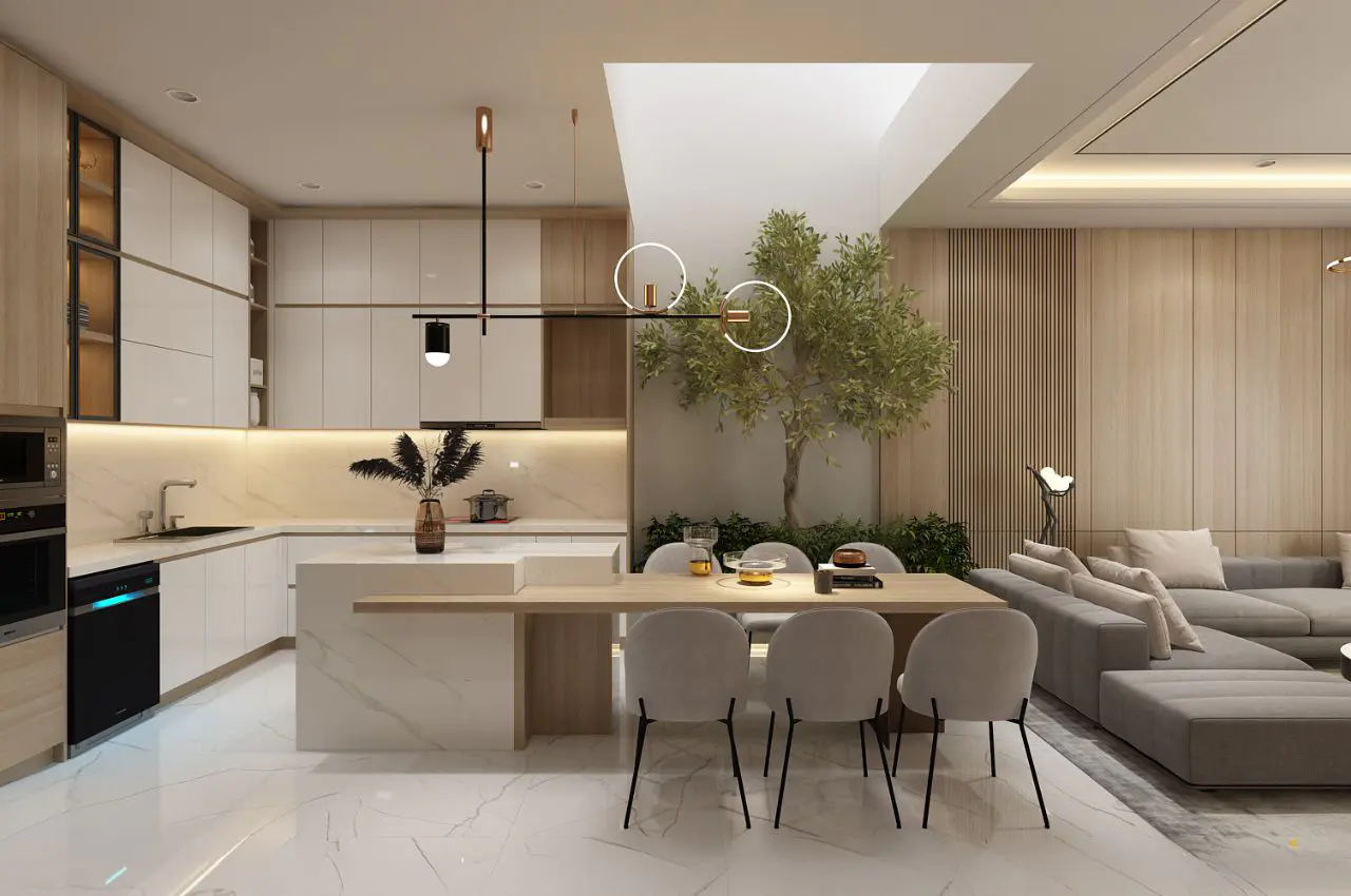 xu hướng bếp kết hợp phòng khách - Hình 1