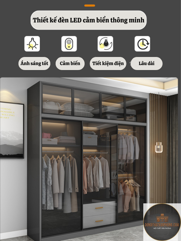 xu hướng tủ quần áo cánh kính